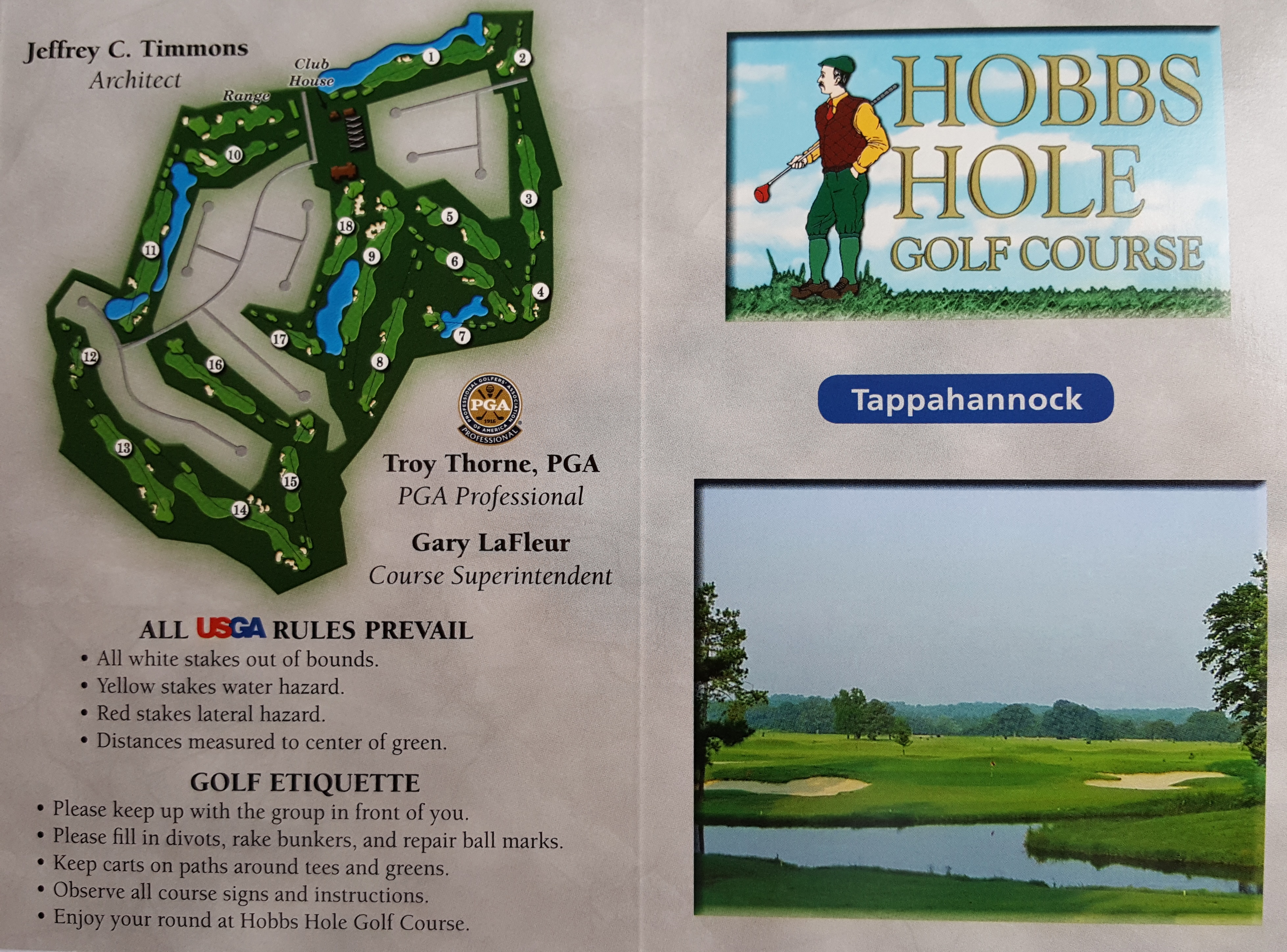 Scorecard Hobbs Hole Golf Course